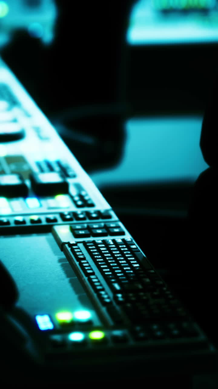 primer plano de un panel de control de audio o video profesional