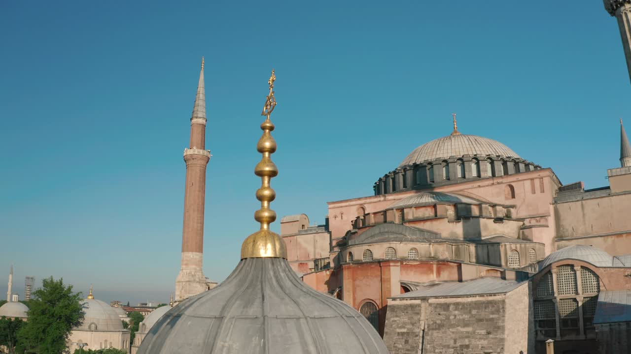 Aerial view of Hagia Sophia in Istanbul. 4K Footage in Turkey