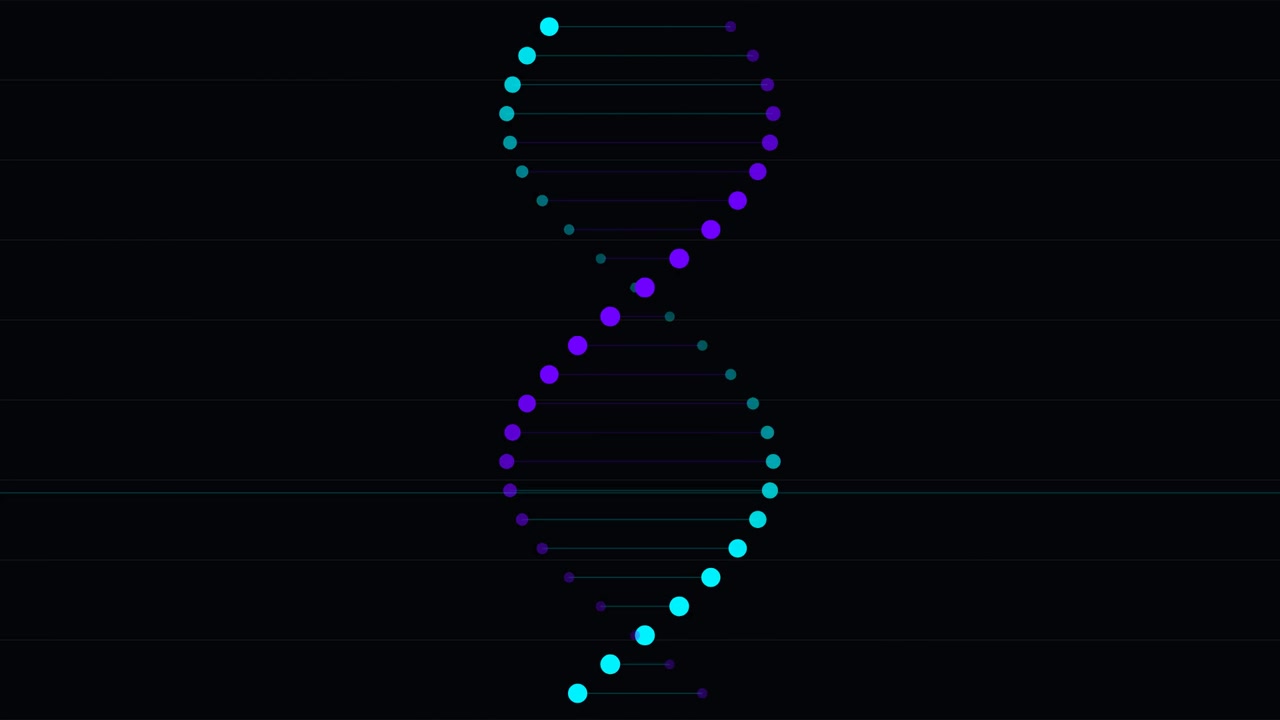 Rotating DNA Double Helix Animation with Gradient Colors