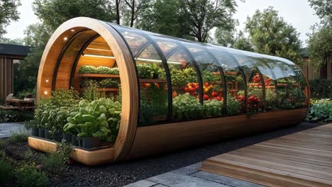 modern greenhouse with plants