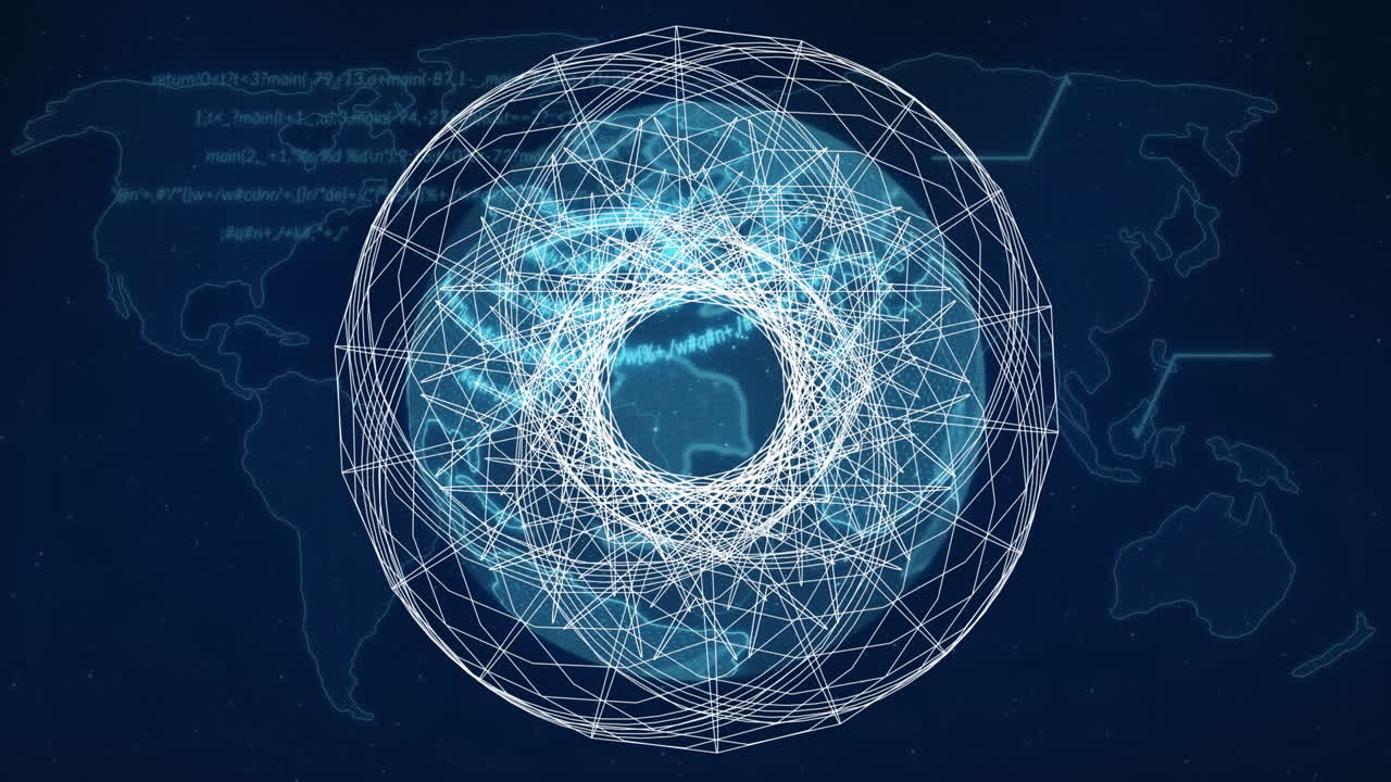 animación del procesamiento de datos sobre formas y globos