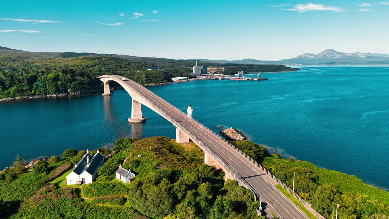 Scenic view of a bridge connecting an island to the mainland