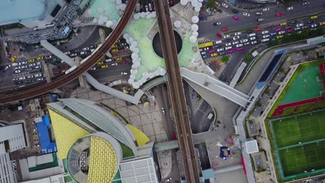 aerial view of a busy city intersection