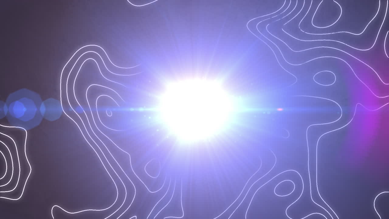 검은 바탕에 움직이는 모양과 빛의 흔적의 애니메이션