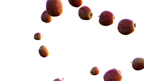 apples falling down on white background. realistic 3d render