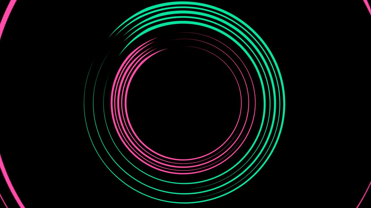 diseño gráfico que gira en el centro y aumenta el tamaño, para cubrir todo el fondo y desaparecer.