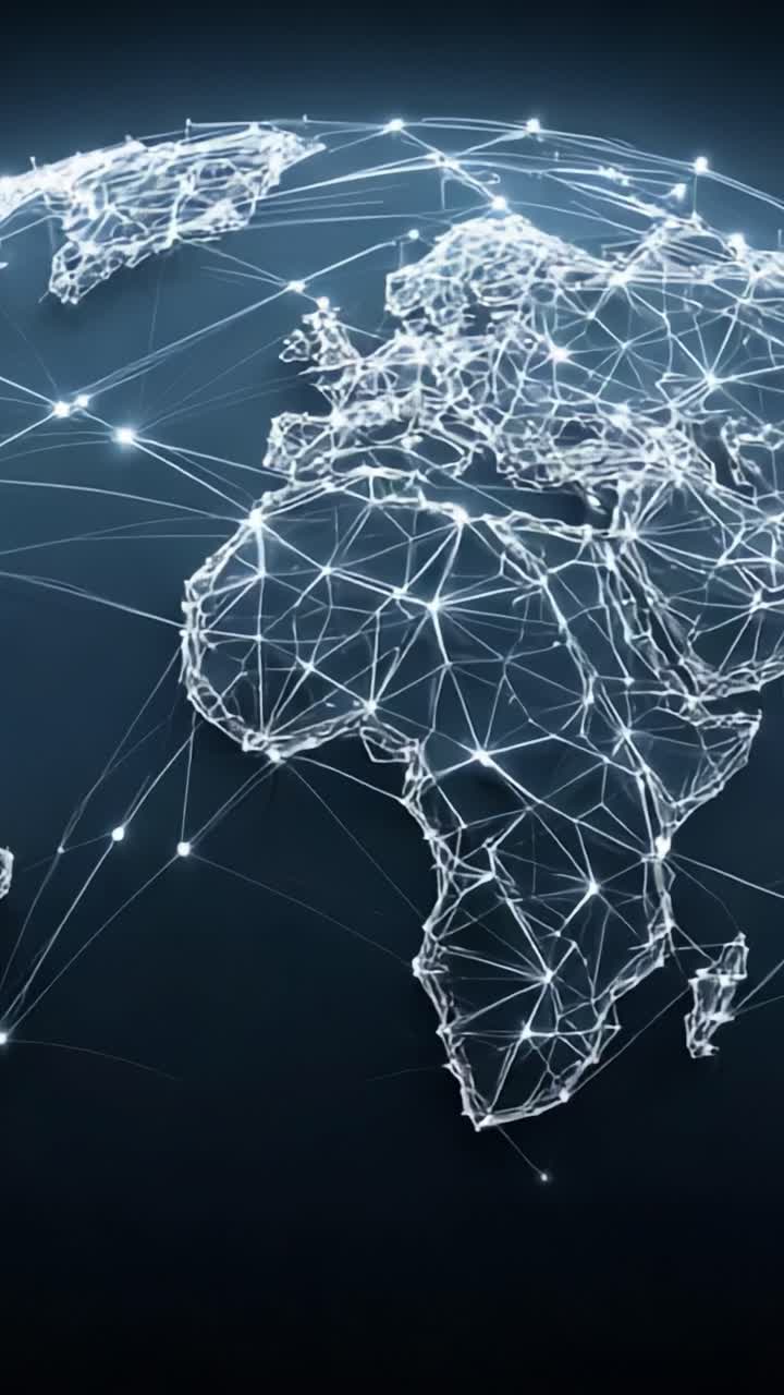 A Beautifully Connected Digital Representation of Earth Showcasing a Network of Global Connectivity Through Lines and Nodes on a Dark Background