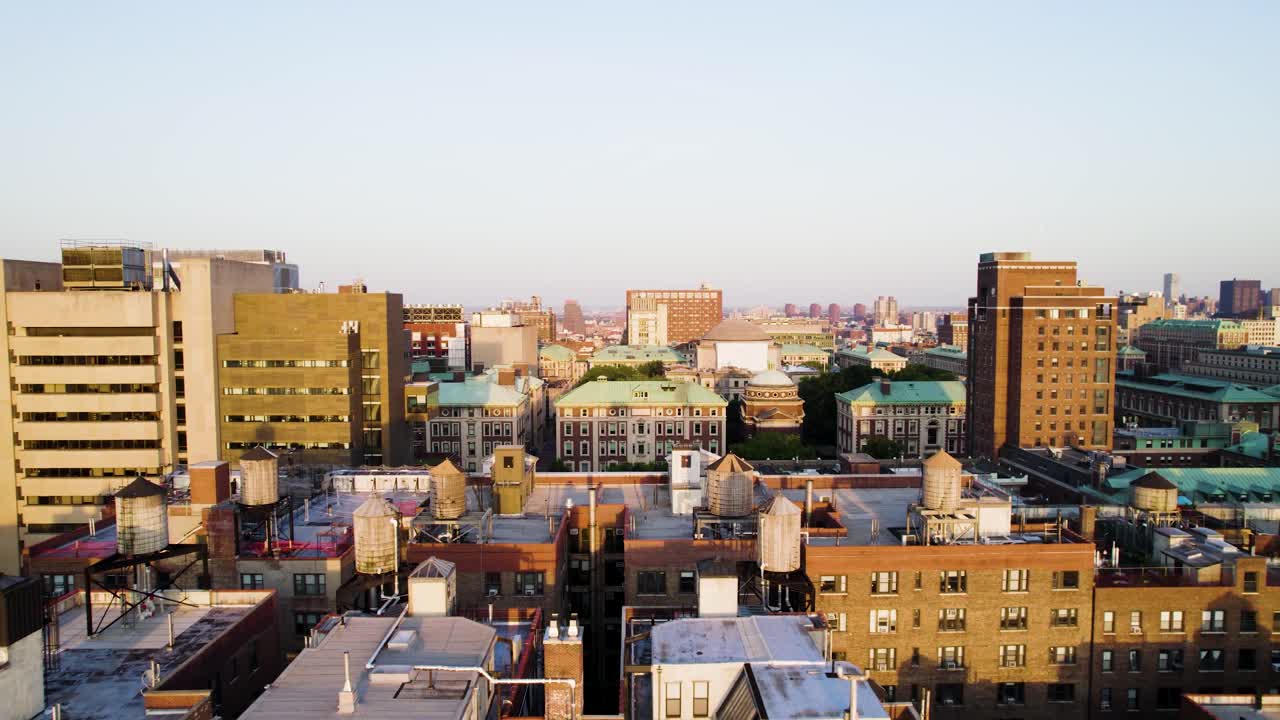 Rooftops and apartment buildings near Columbia University, Harlem, Upper West Side, New York, NY