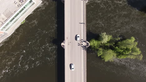 Norrkoping,-Sweden---Top-Down-View-Over-Motala-River-Crossing