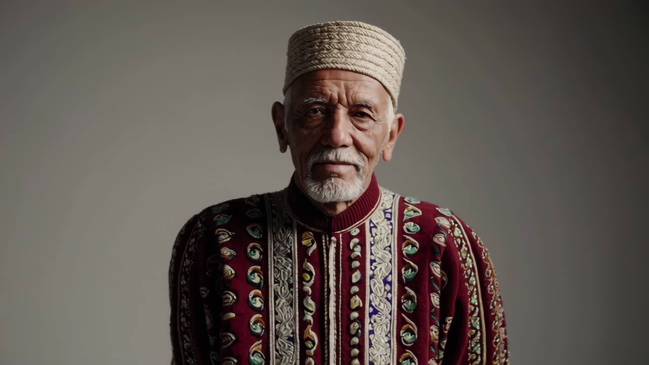 Portrait of an Elderly Man in Traditional Attire