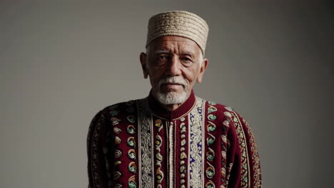 portrait of an elderly man in traditional attire