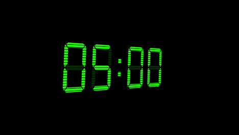 Animation-of-green-digital-timer-changing-on-black-background