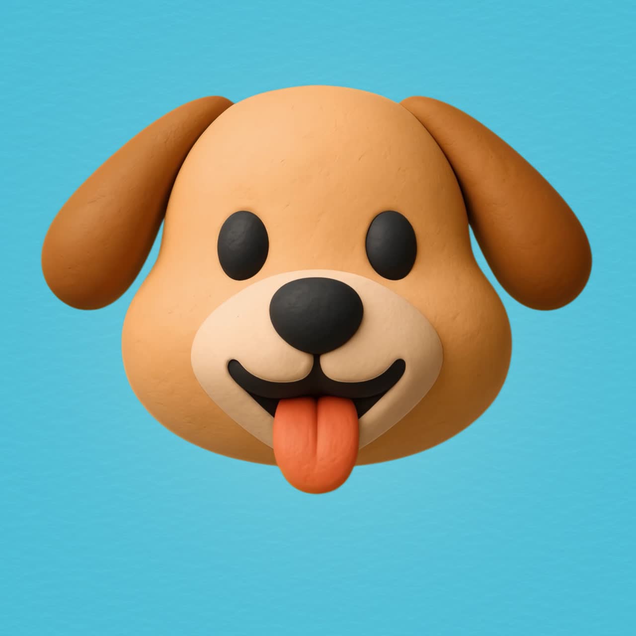 Cute clay dog emoji animation isolated asset, transparent 4K video, alpha channel, ProRes 4444