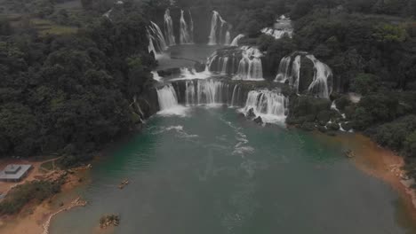 ban gioc waterfall at cao bang at vietnam, aerial