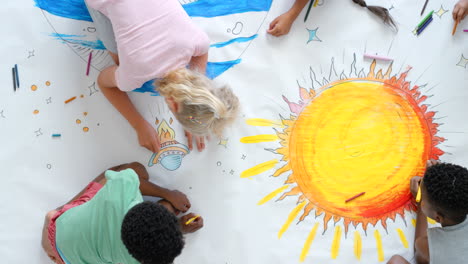 children drawing together