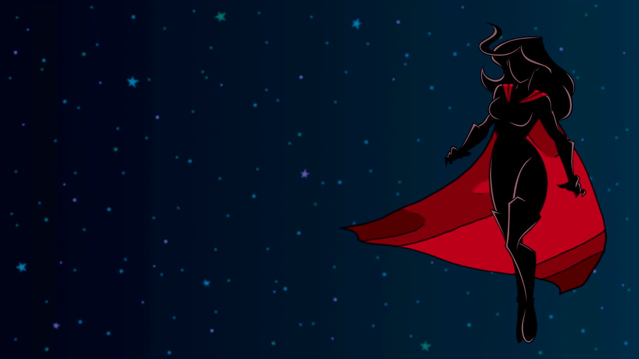 우주에서 날아다니는 슈퍼히어로인 실루