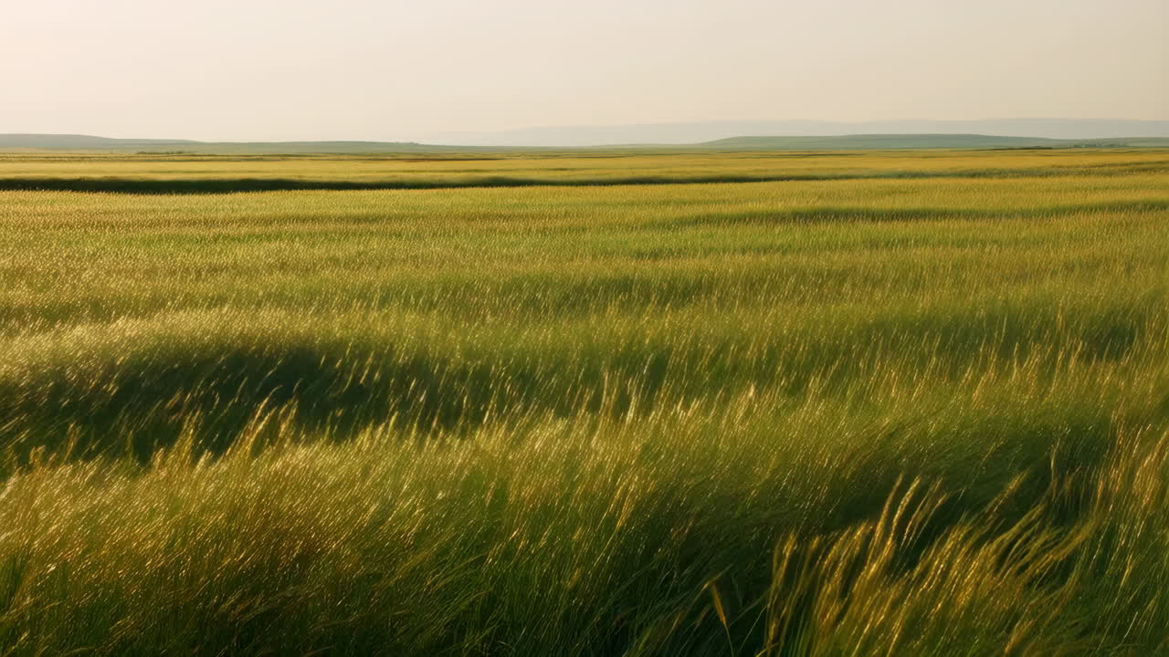 Vast Green Crop Field at Golden Hour