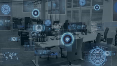 animación de escaneos y procesamiento de datos en la oficina.