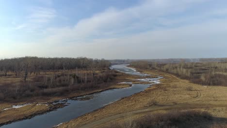 aerial view of a river in a forest