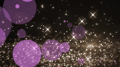 animación de estrellas de navidad cayendo y manchas de luz en fondo negro