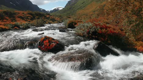 a slide down a noisy mountain river captured on a sunny day