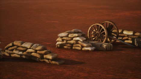 Pistola-Detrás-De-Sacos-De-Arena-Durante-La-Guerra-Civil-Estadounidense