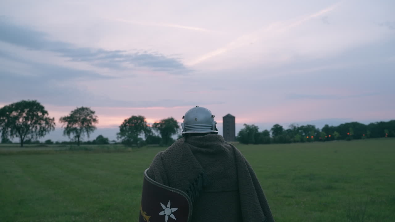 Roman Soldier in a Field at Sunset