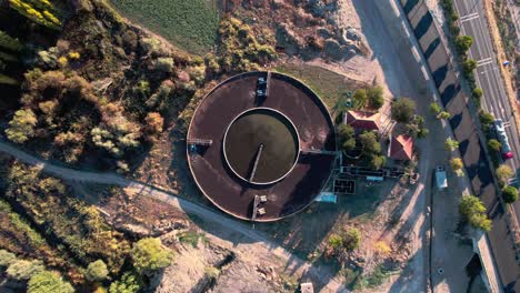 aerial drone establishing shot of a large water filtration plant in turkey