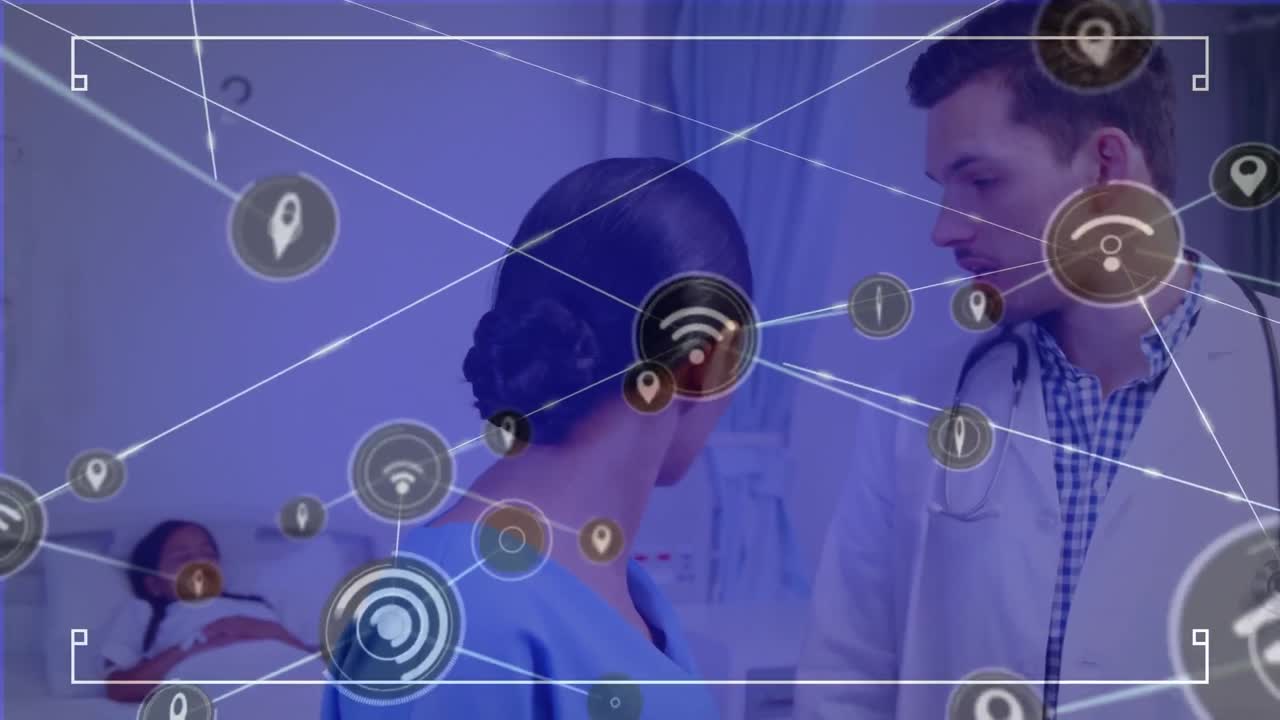 animación de la red de conexiones entre diversos médicos y pacientes