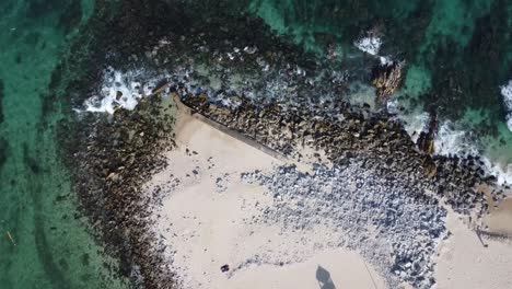 bird-eye aerial along palmilla beach in cabo san lucas, slice of paradise on the southern tip of the baja california peninsula