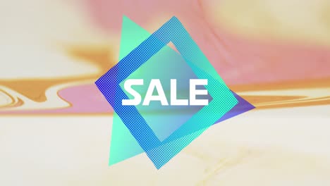 Animation-of-sale-text-and-shapes-on-white-background