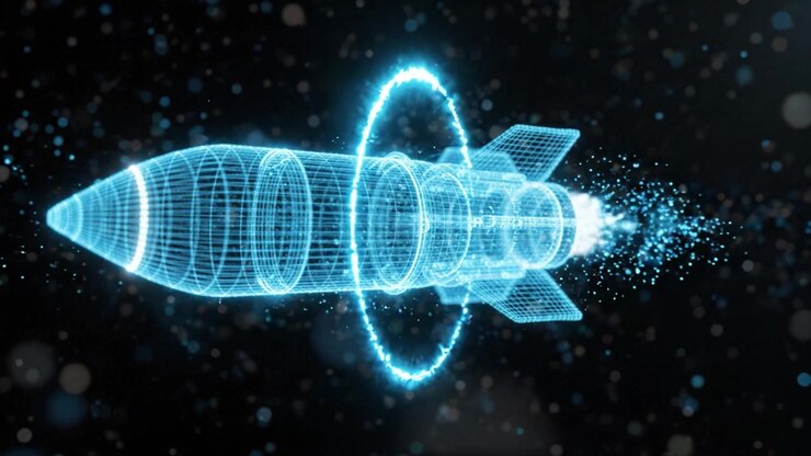 Exploring the Dynamics of a Futuristic Holographic Rocket in Space: A Glimpse into Advanced Propulsion Technology and Cosmic Adventure