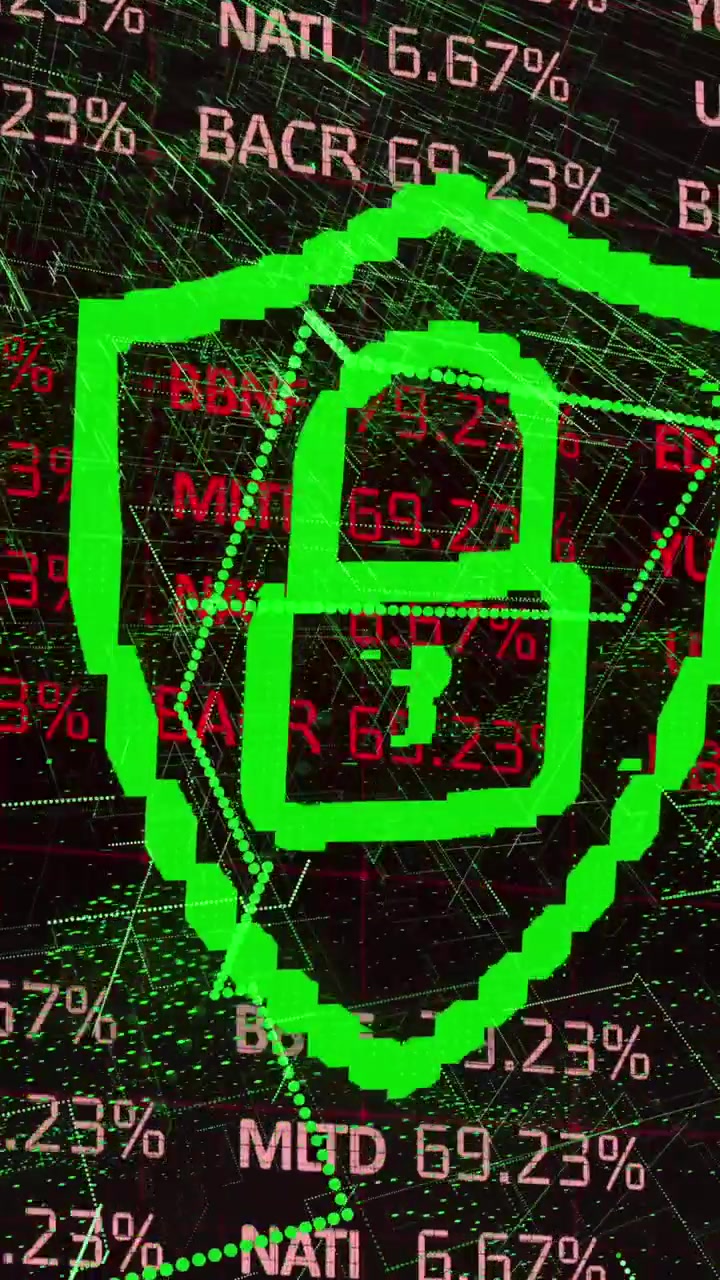 Animation of data processing over black background