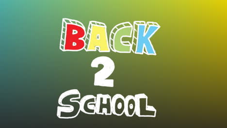 animation of back 2 school text over green background