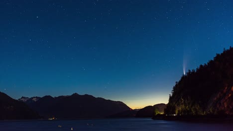 cometa y estrellas de la noche al día