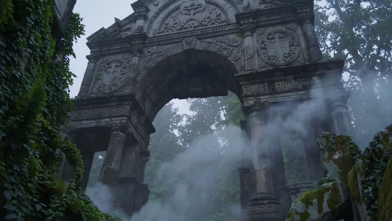 Misty Ruins of an Ancient Archway