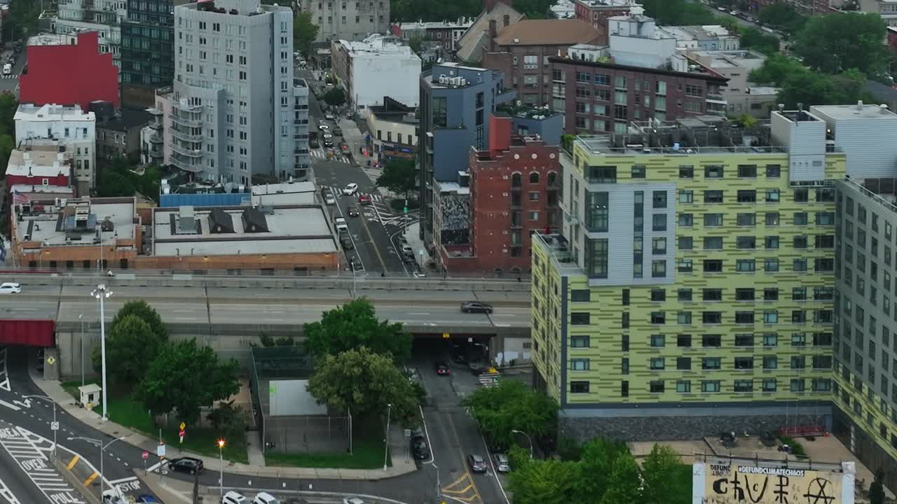 Urban landscape of New York showcasing city life from above