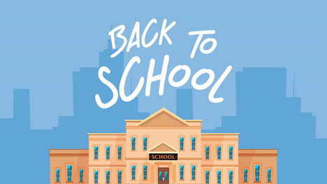 back to school lettering with facade building