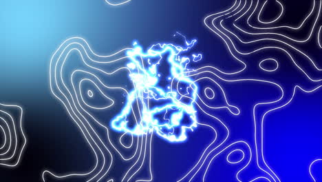 animación de líneas de contorno blancas sobre corrientes eléctricas azules sobre fondo azul