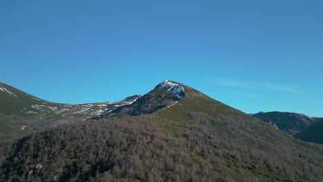 Aerial-View-Of-Green-Mountains-Against-Blue-Sky-In-Lugo,-Galicia,-Spain---Drone-Shot