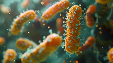 microscopic view of bacteria or microorganisms