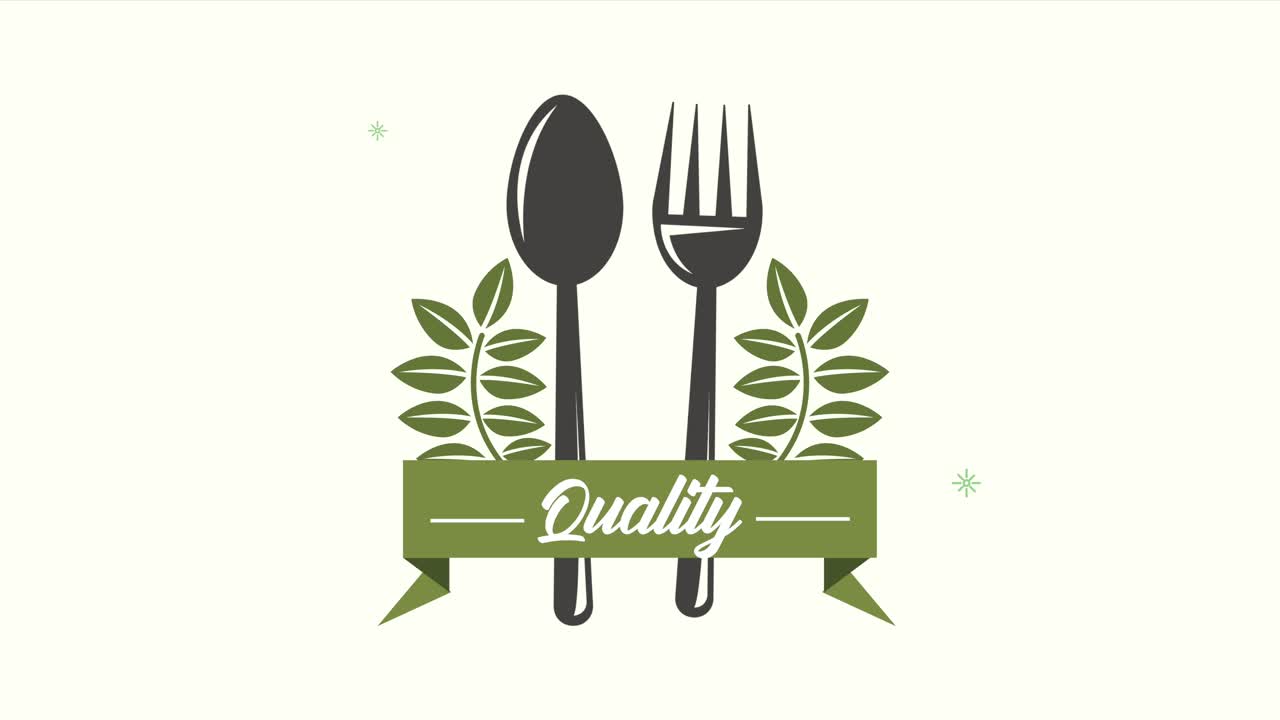 quality organic product emblem with cutleries
