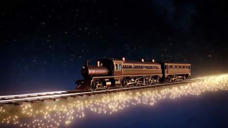 magical train journey under a starry night sky
