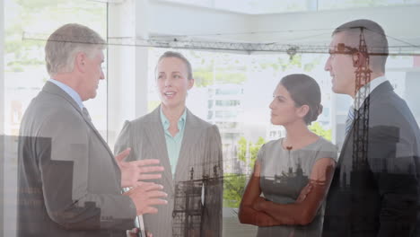 animación del sitio de construcción sobre personas de negocios hablando en la oficina