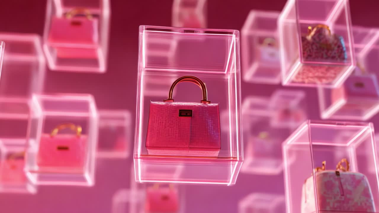 Luxury Handbags in Clear Cubes