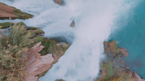 high-angle view of a powerful waterfall