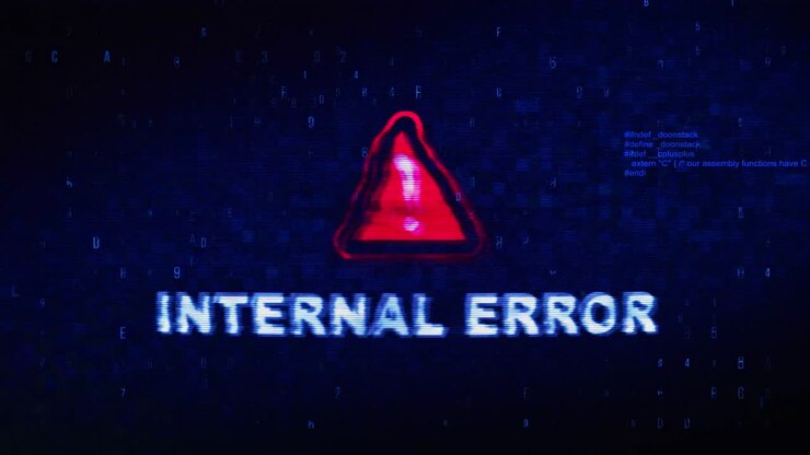 Schermata di errore interno con effetto glitch