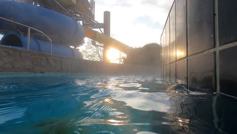 water waving in the spa and aqua park pool in slovenia