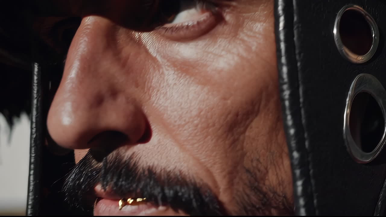 Close-up portrait of a man in historical costume