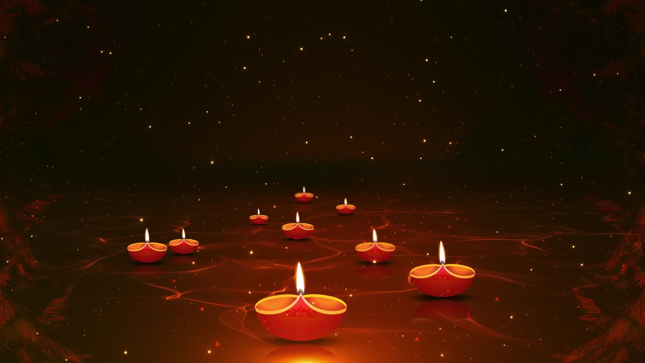 Sfondo animato di auguri Diwali, lampada diya, animazione Deepavali, festival delle luci Dipawali.